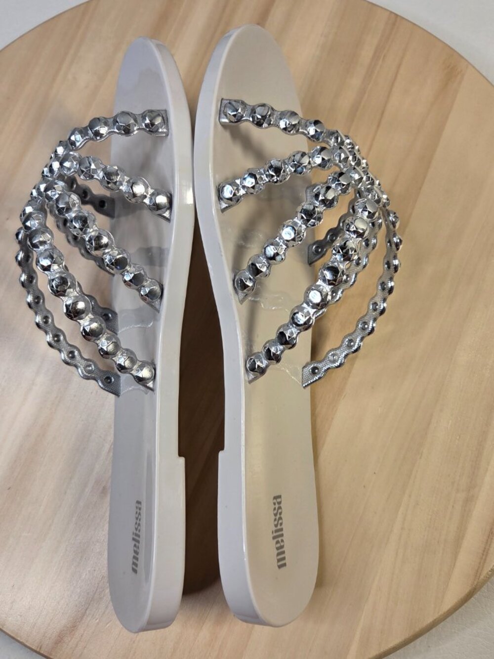 Melissa Faux Crystal White Silver Jelly Sandals Women US 7 - Picture 10 of 12